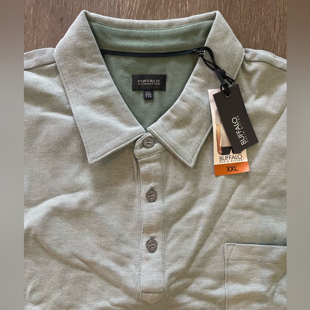 NWT Buffalo David Bitton Sage Heathered Polo Shirt XXL